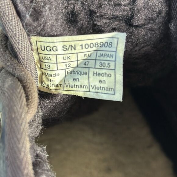 UGG Neural Dark Tea Brown Textured Leather Chukka Boots Sz 13 - Picture 6 of 7